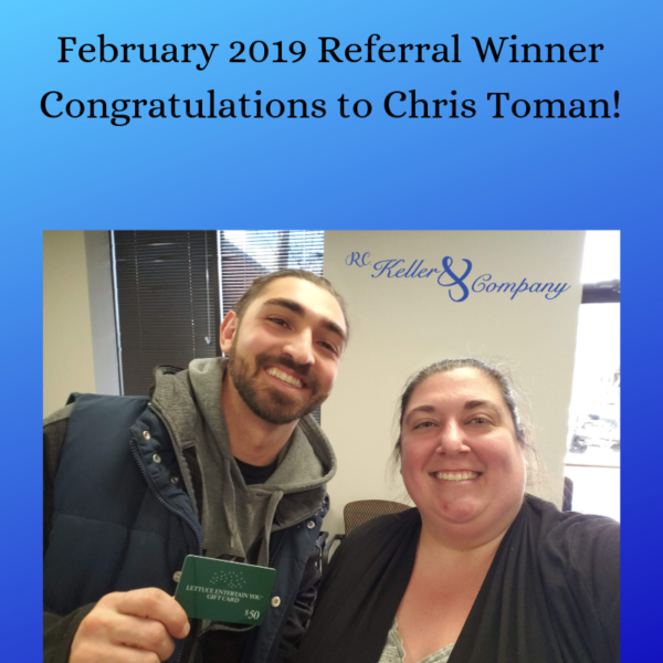 Chris Toman - February 2019 Lettuce Entertain You Gift Card Winner