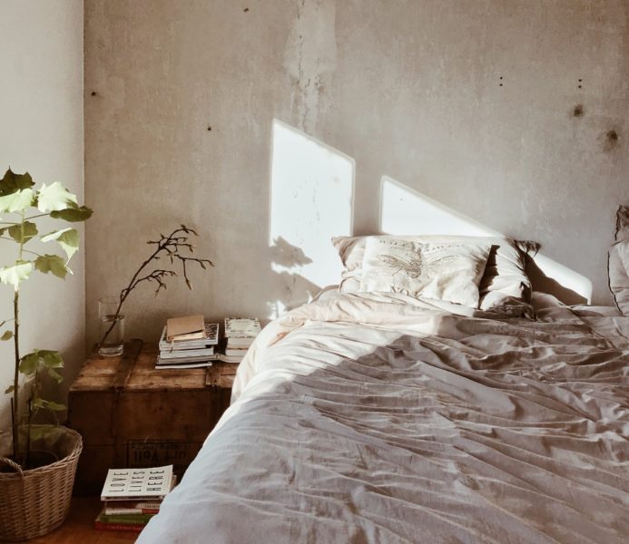 bed with sunlight