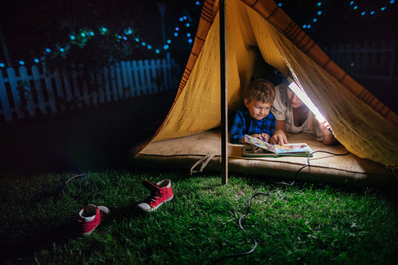 kids in a tent