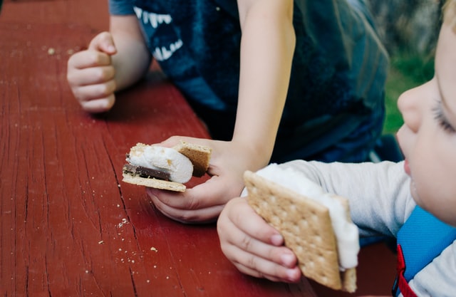 kids holding smores