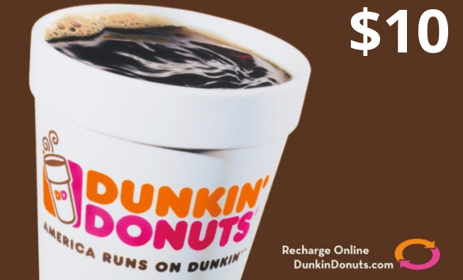 dunkin donuts $10 gift card